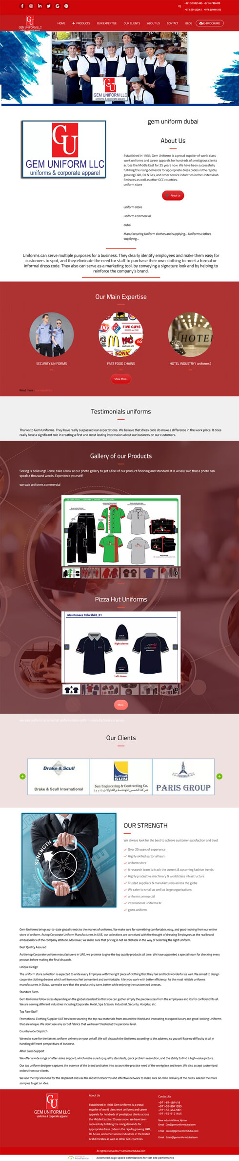 Gem Uniform United Arab Emirates Web Design