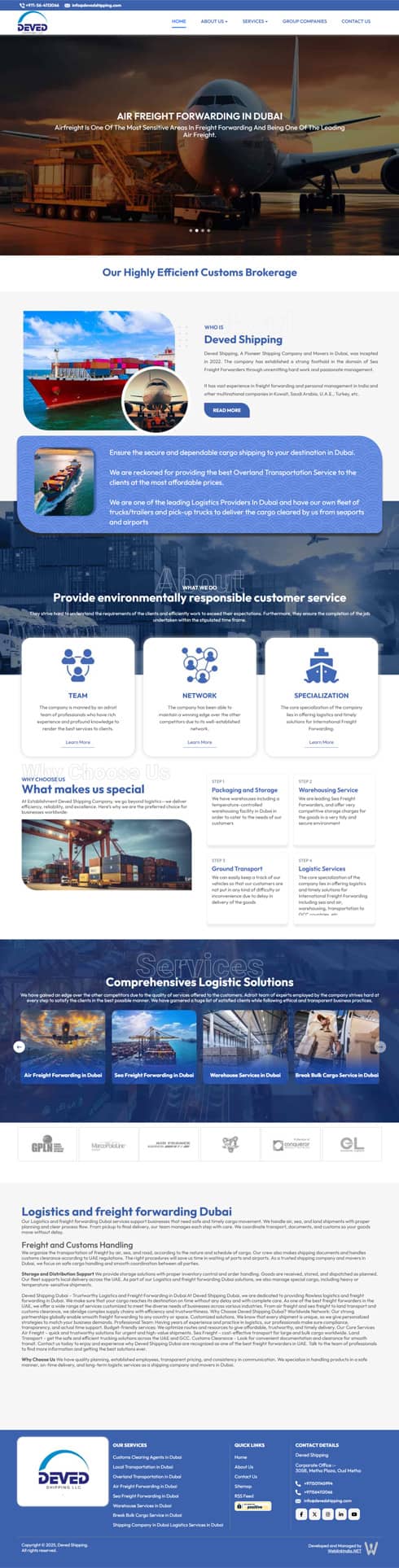 Deved Shipping  United Arab Emirates Web Design