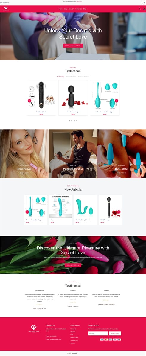 Secretlove New Zealand Web Design
