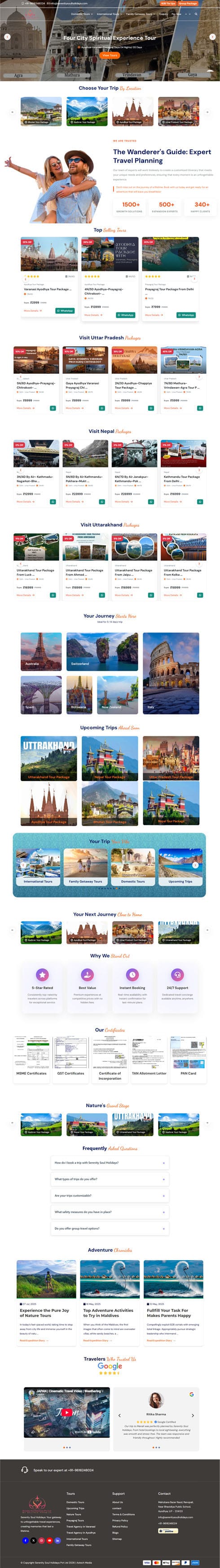 SERENITY SOUL HOLIDAYS India Web Design