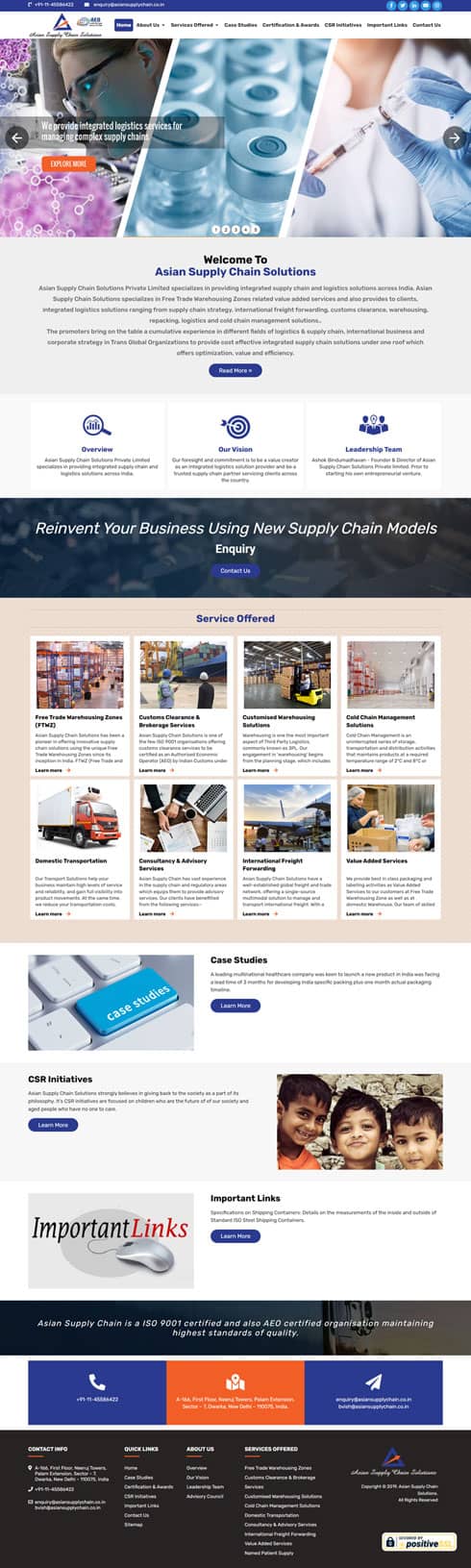 Asian Supply Chain Solutions India Web Design