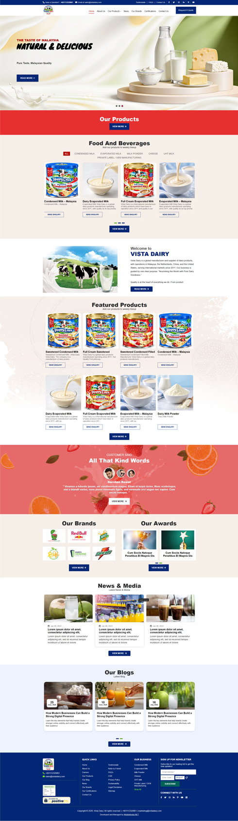 Vista Dairy Malaysia Web Design